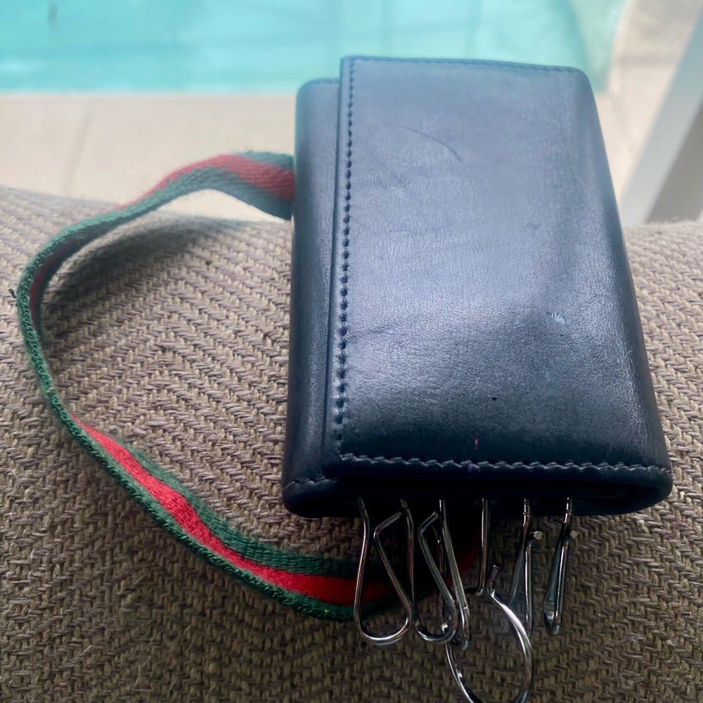 Gucci Black and Green Leather Wallet